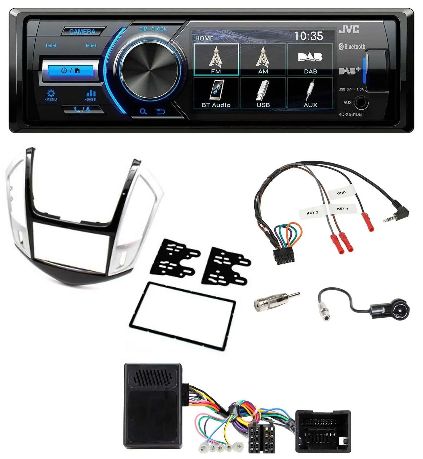 JVC Bluetooth Lenkrad USB DAB Autoradio für Chevrolet Cruze 2011-2016 silber