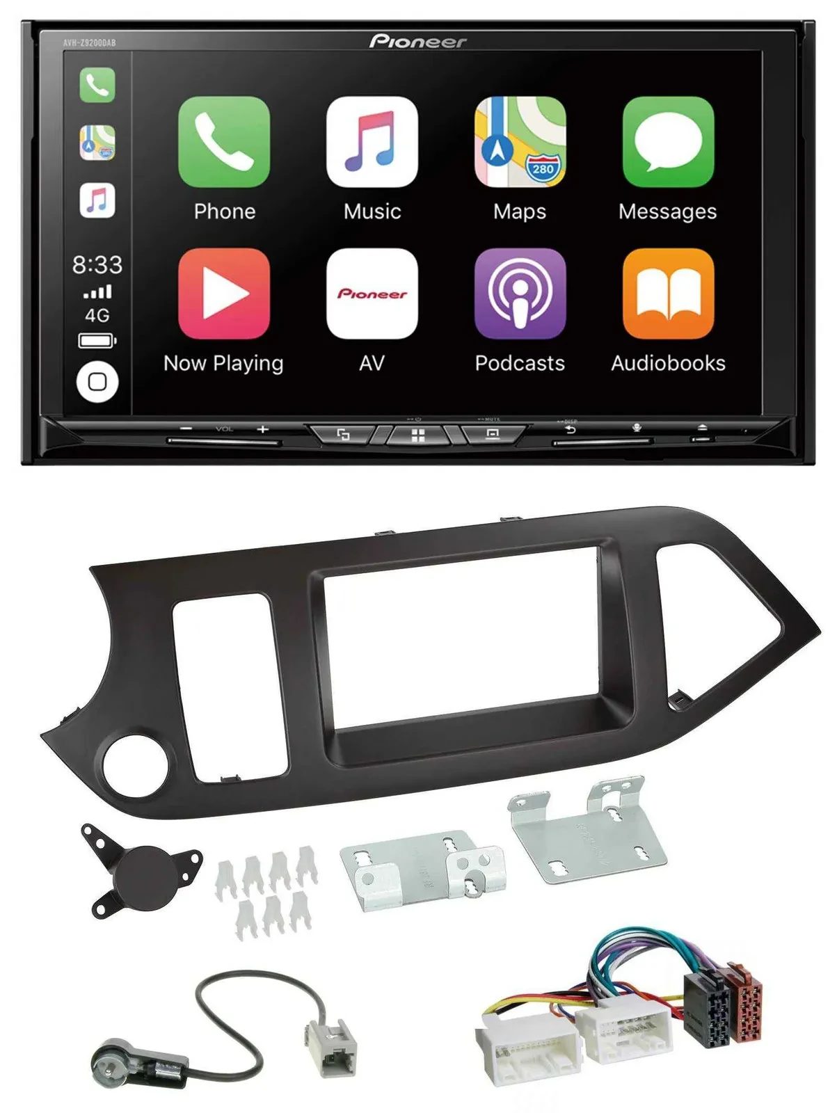 Автомагнитола для Kia Picanto (с 2011) Pioneer 2DIN, MP3, USB, DAB, DVD, Bluetooth