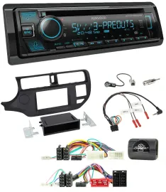Kenwood Bluetooth USB CD Lenkrad DAB Autoradio für Kia Rio UB 2011-2015 schwarz