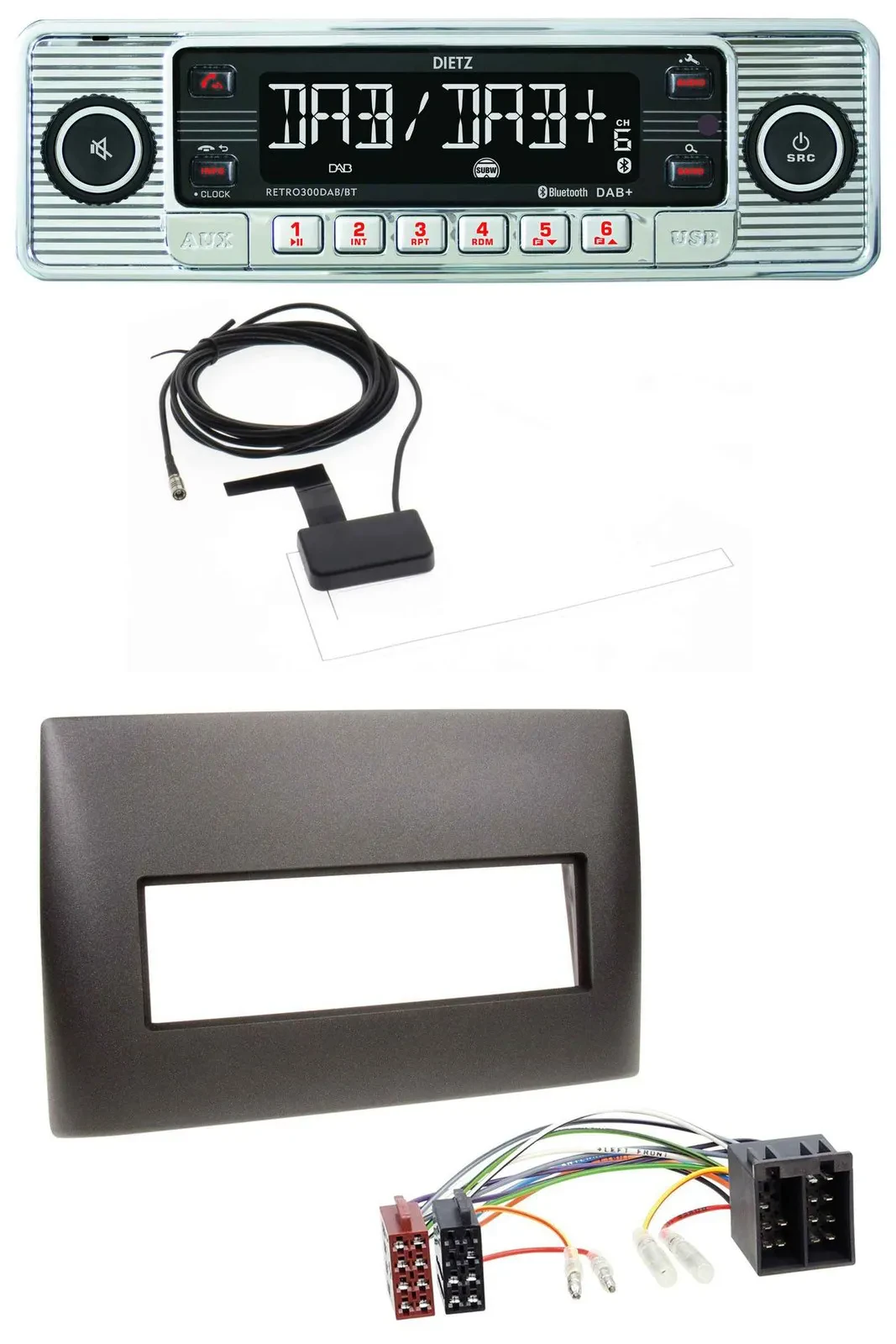 Dietz Bluetooth USB MP3 DAB Autoradio für Fiat Stilo (192, 2001-2008)