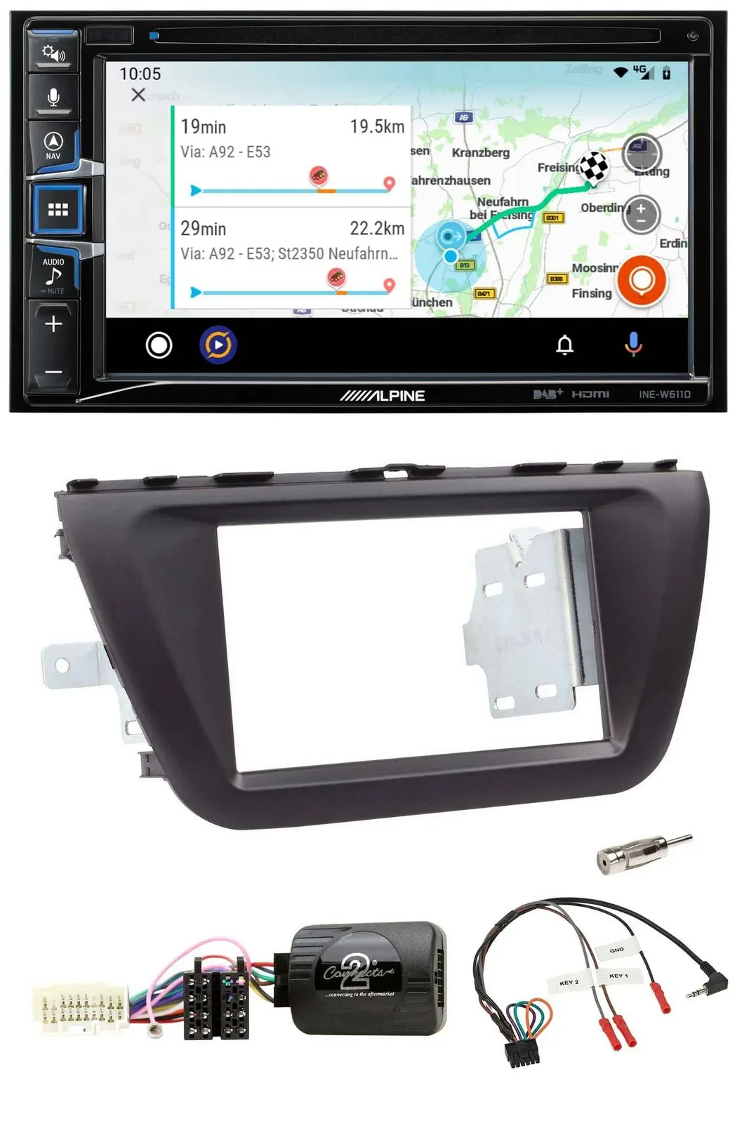 Alpine Bluetooth TMC USB DAB 2DIN Lenkrad Navigation für Suzuki SX4 ab 2013