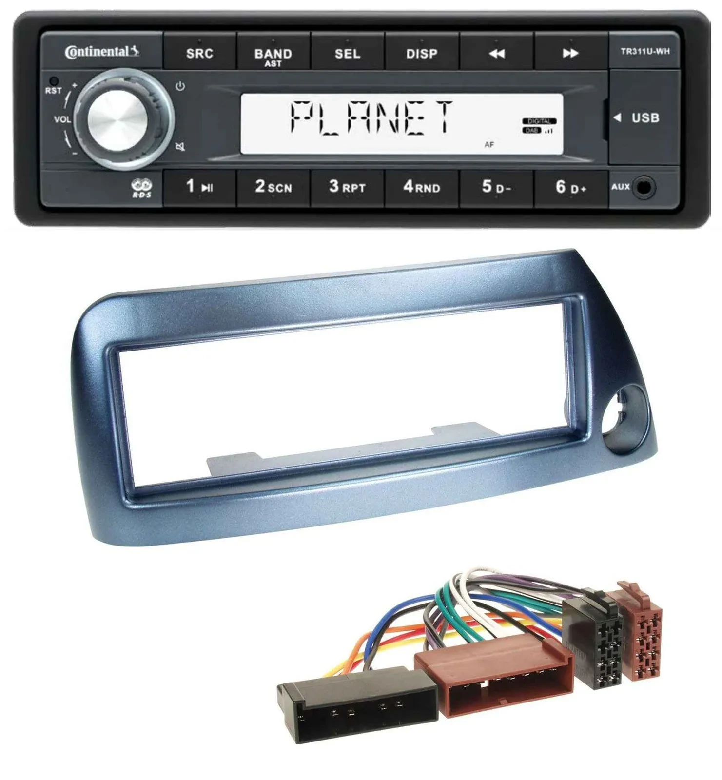 Continental USB MP3 AUX 1DIN Autoradio für Ford Ka bis 2008 blau-metallic