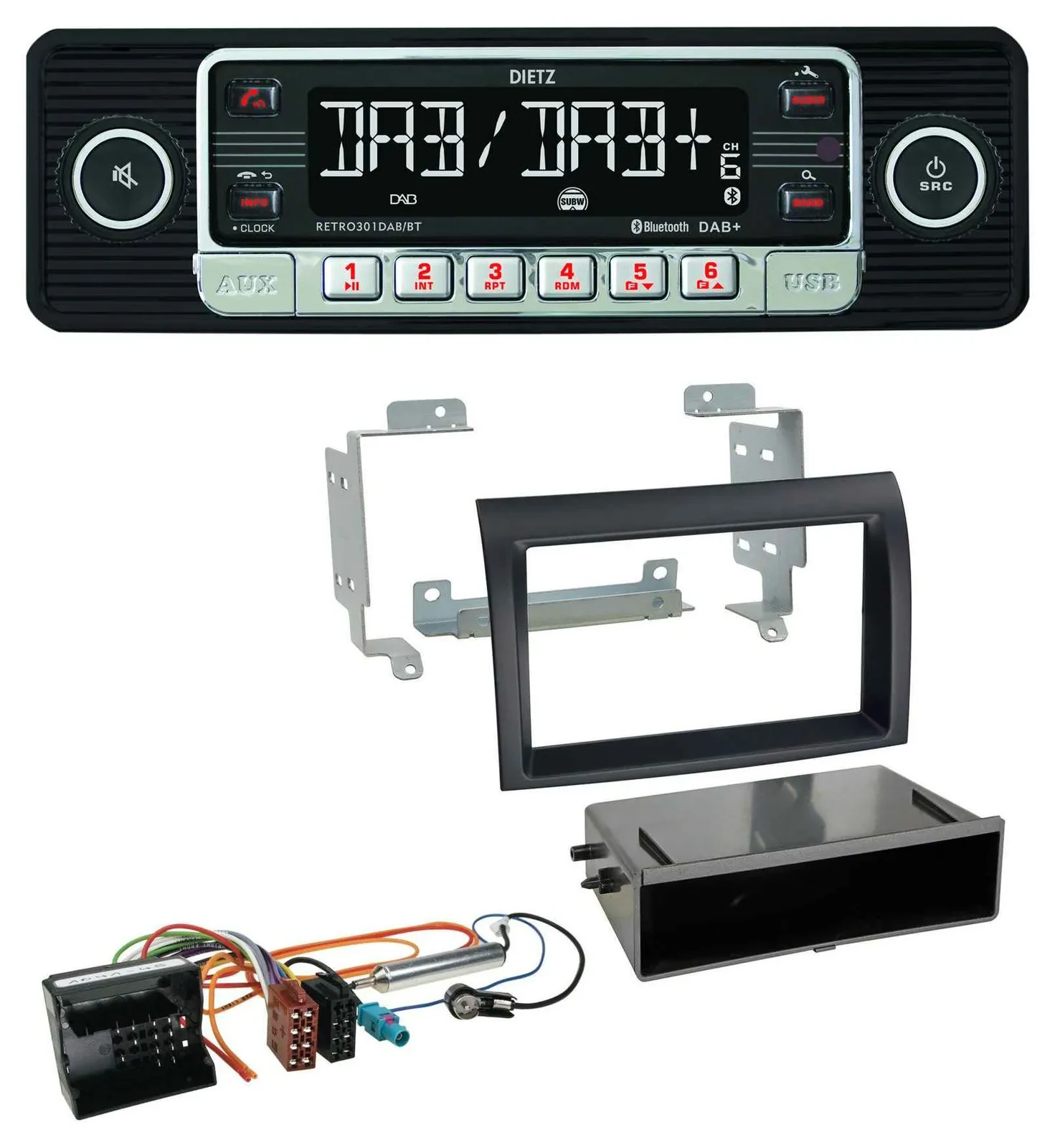 Dietz USB DAB MP3 Bluetooth Autoradio für Citroen Jumper Quadlock 06-11 schwarz