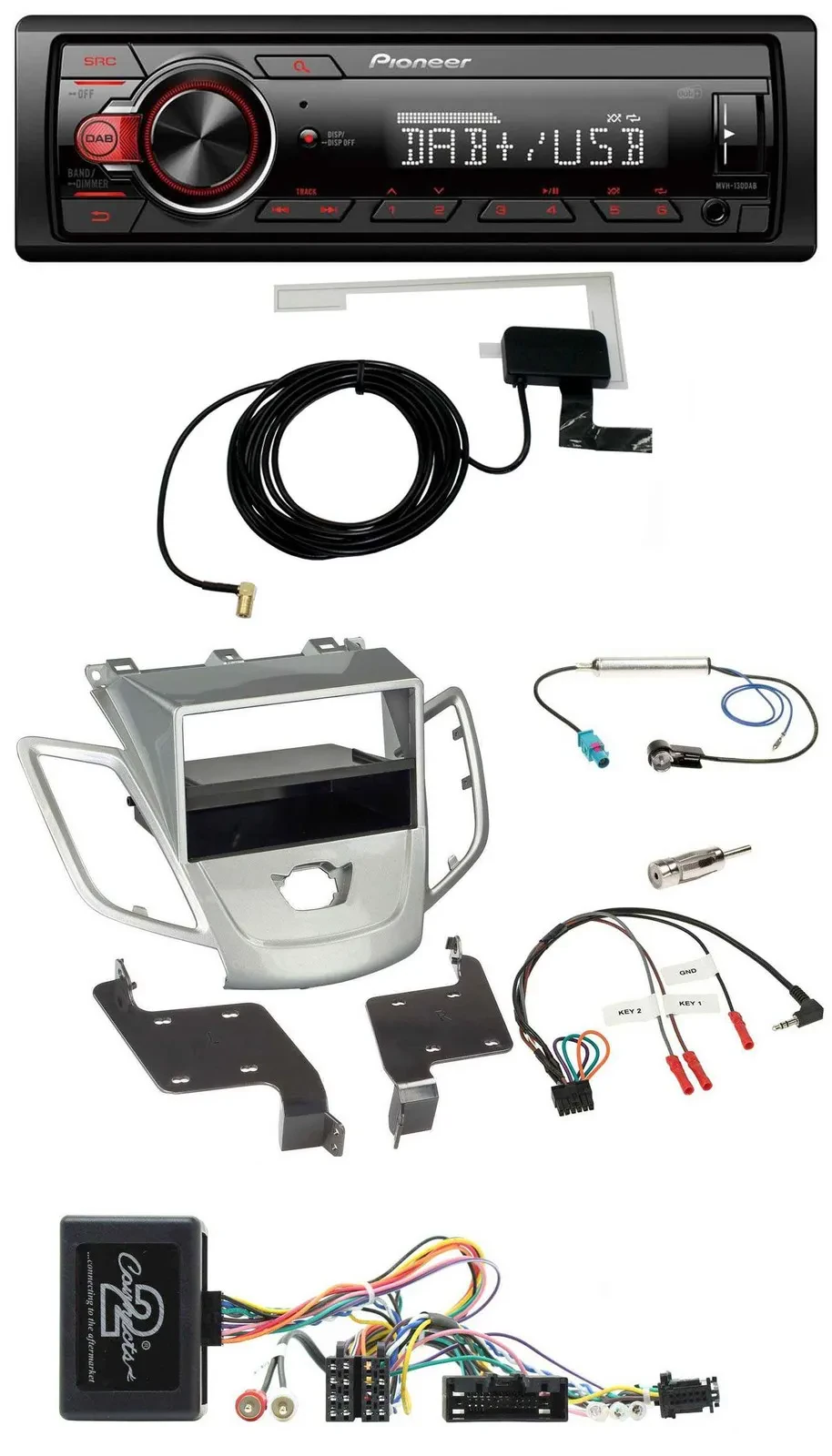 Pioneer 1DIN MP3 DAB USB Lenkrad Autoradio x für Ford Fiesta 2010-13 ohne Displa