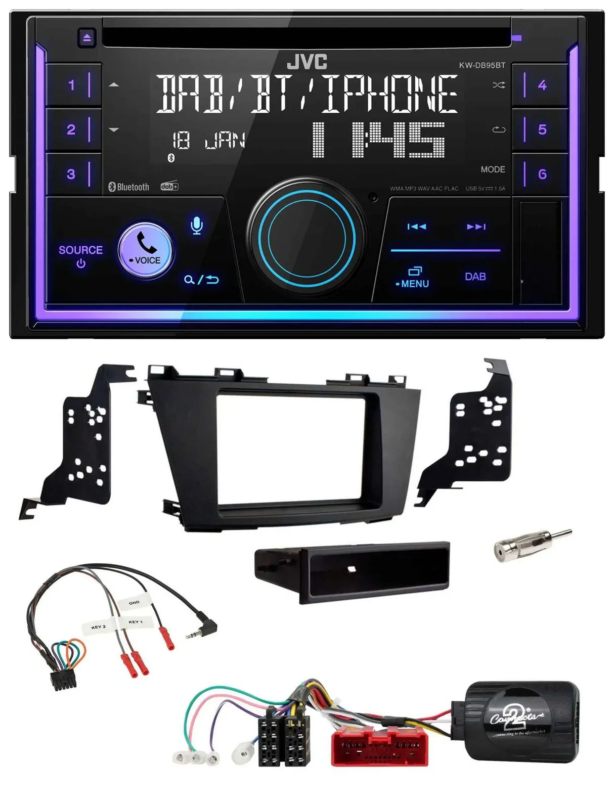 JVC Lenkrad USB 2DIN DAB Bluetooth CD Autoradio für Mazda 5 2010-2015