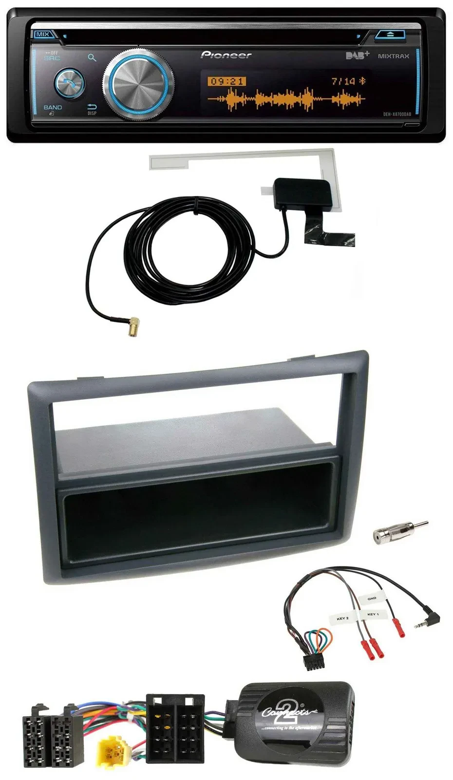 Pioneer Bluetooth DAB Lenkrad USB CD Autoradio für Renault Megane 2007-2008 schw