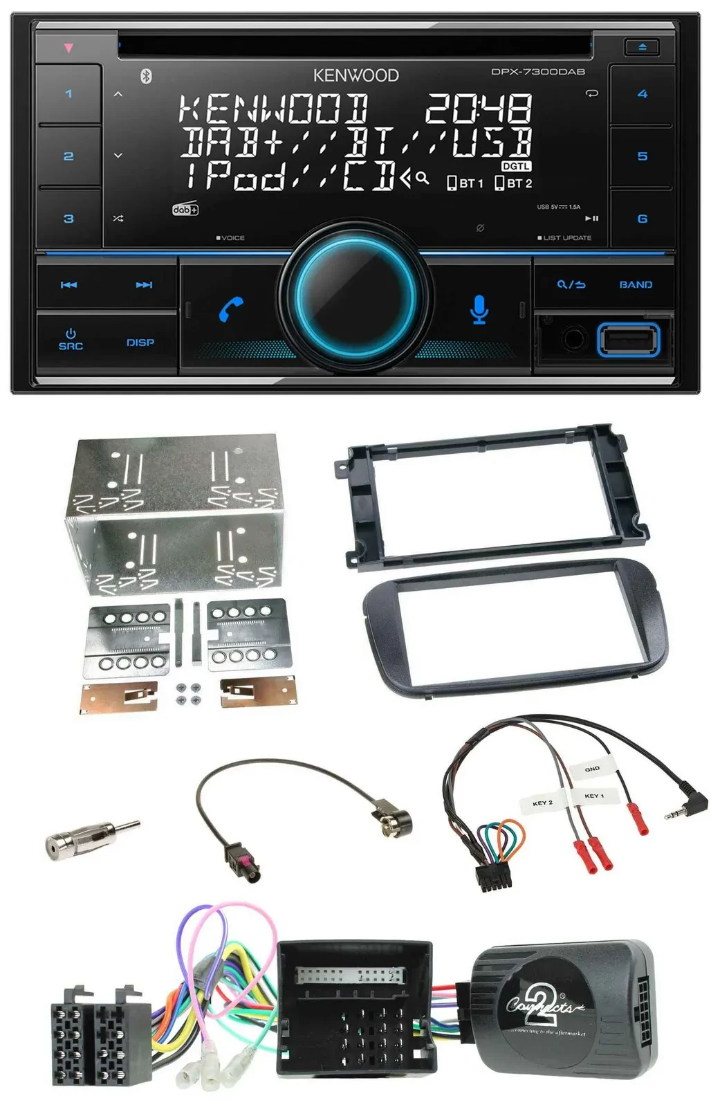Автомагнитола Kenwood 2DIN CD DAB USB Bluetooth, поддержка управления с руля, для Ford S-Max/Mondeo