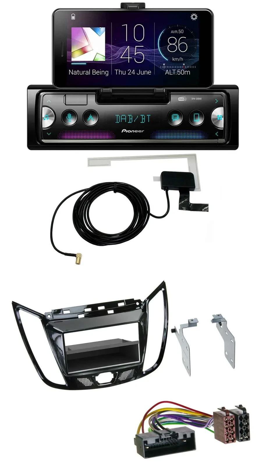 Pioneer DAB Bluetooth MP3 USB Autoradio für Ford C-Max Kuga Klavierlack schwarz