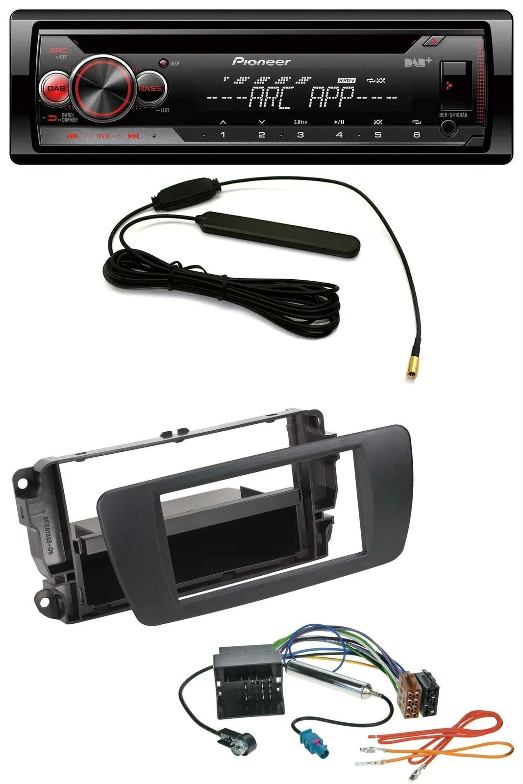 Pioneer CD USB AUX DAB MP3 Autoradio für Seat Ibiza 6J ab 08 nitschwarz AN1