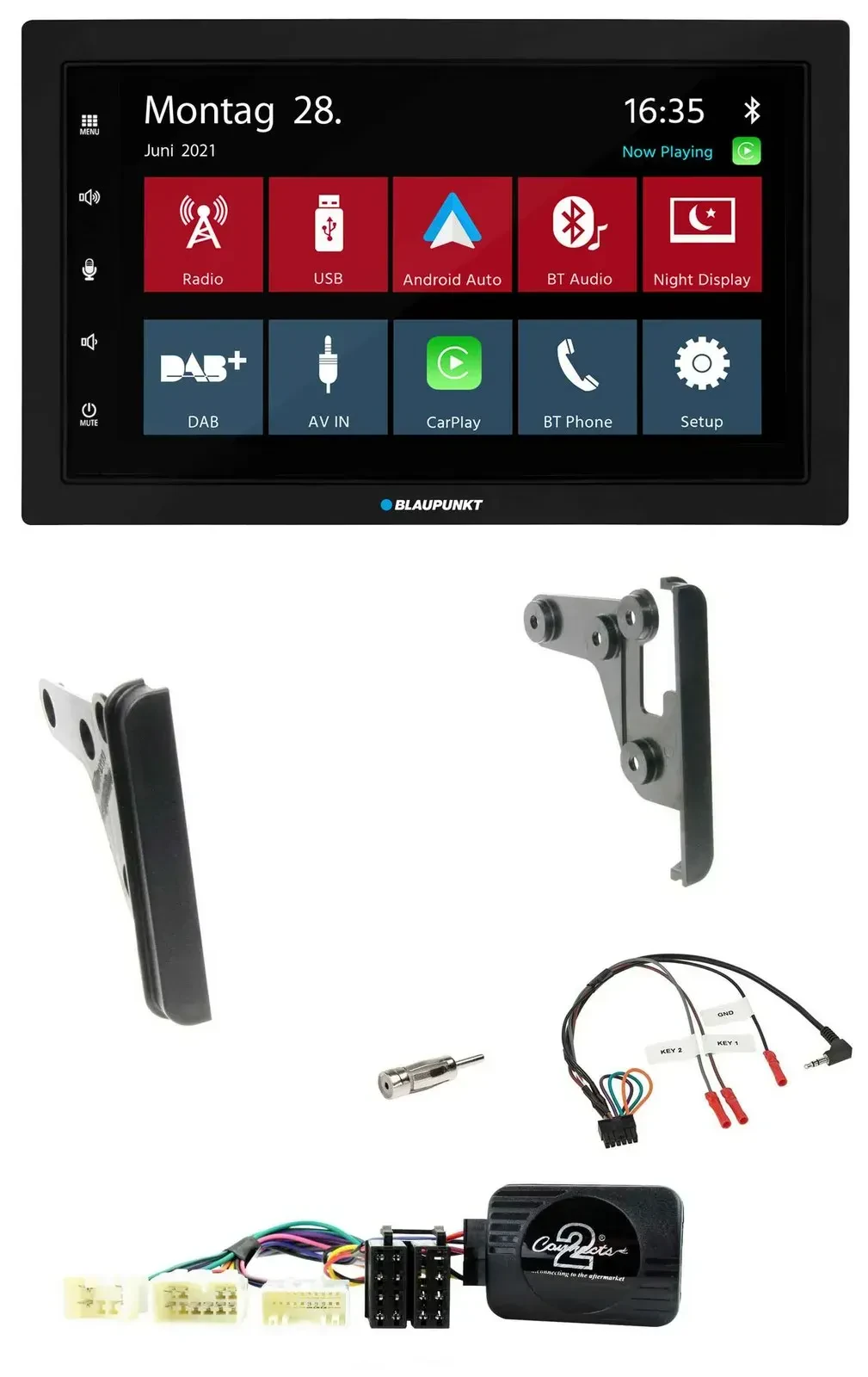 Blaupunkt Lenkrad Bluetooth DAB 2DIN USB Autoradio für Toyota RAV 4 2001-2005