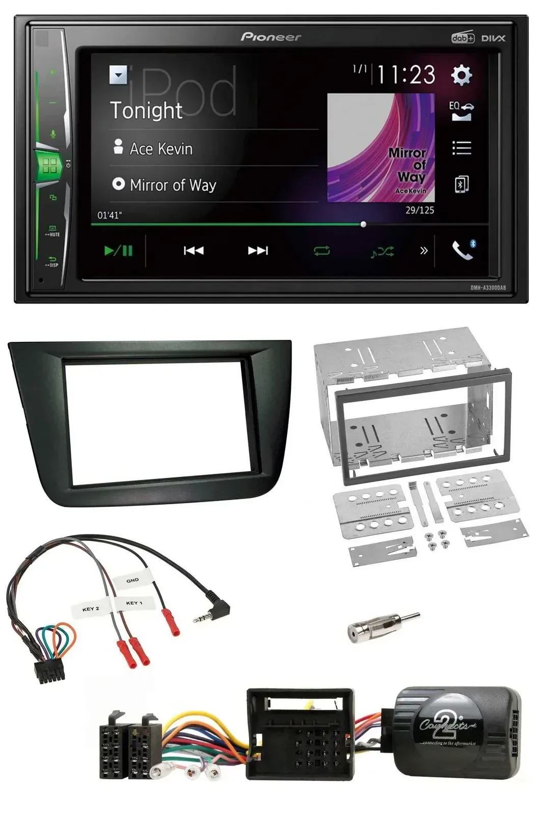 Автомагнитола для Seat Altea/Toledo Pioneer 2-DIN DAB USB Bluetooth черная
