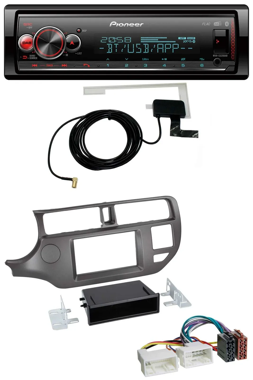 Автомагнитола Pioneer Bluetooth, DAB, USB для Kia Rio UB (2011–2014), антрацит
