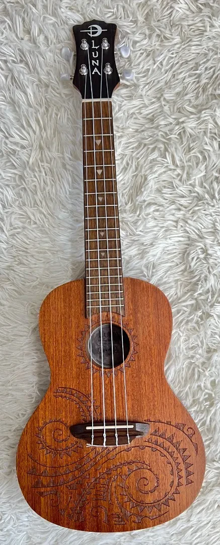 Luna Guitars Luna Model UKE TC MAH Tattoo Mahogany Concert Size Acoustic Ukulele with Gig Bag