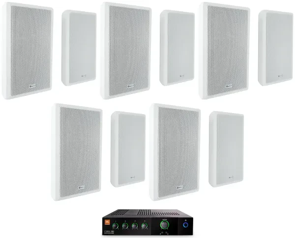 Настенная акустика JBL Rock Slim 70W White с усилителем (10 штук)