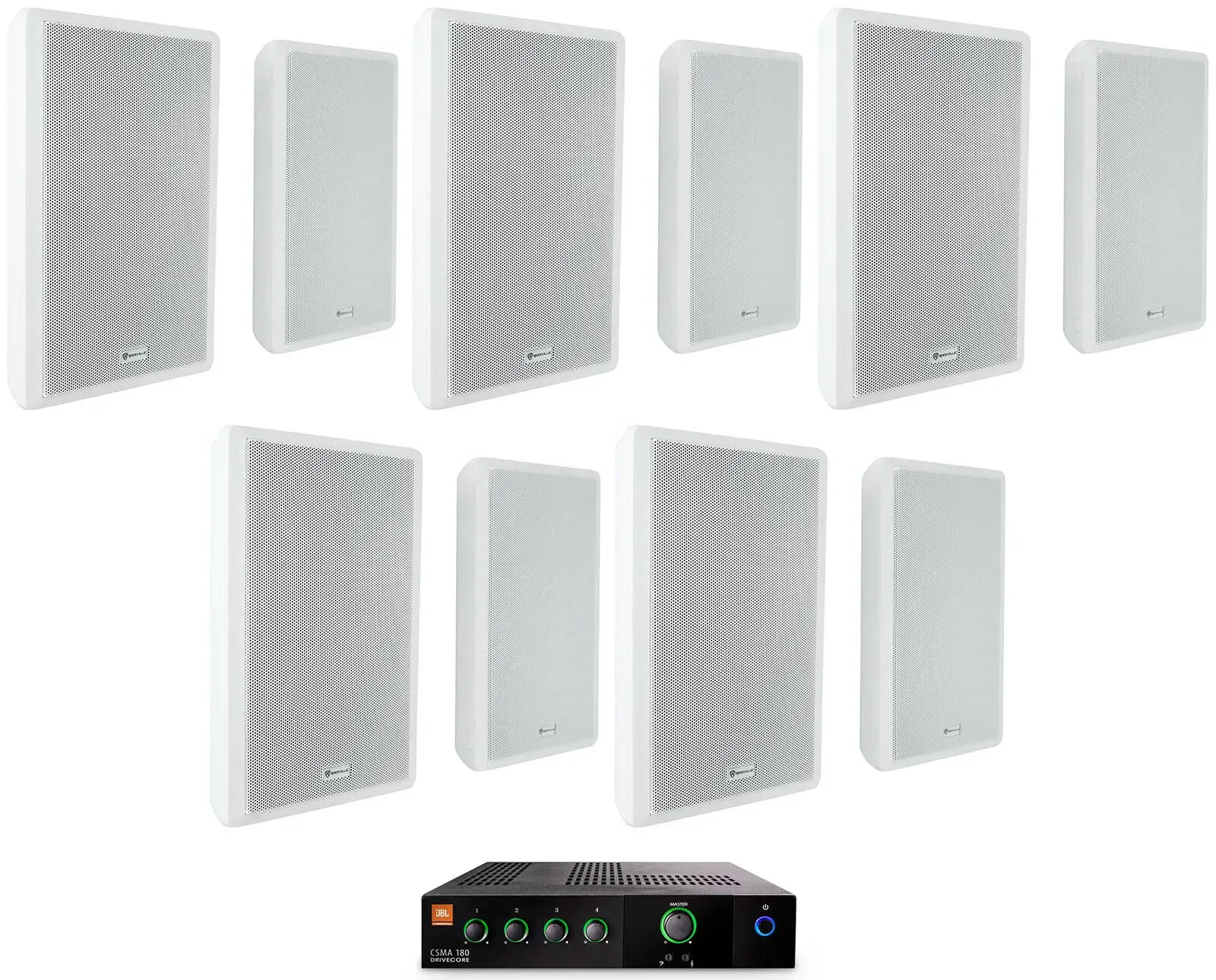 Настенная акустика JBL Rock Slim 70W White с усилителем (10 штук)