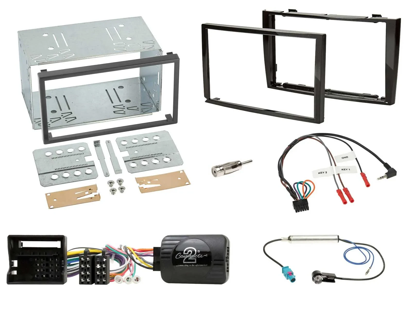 Einbauset Lenkradadapter Doppel DIN Autoradio für Peugeot 308 07-09 schwarz