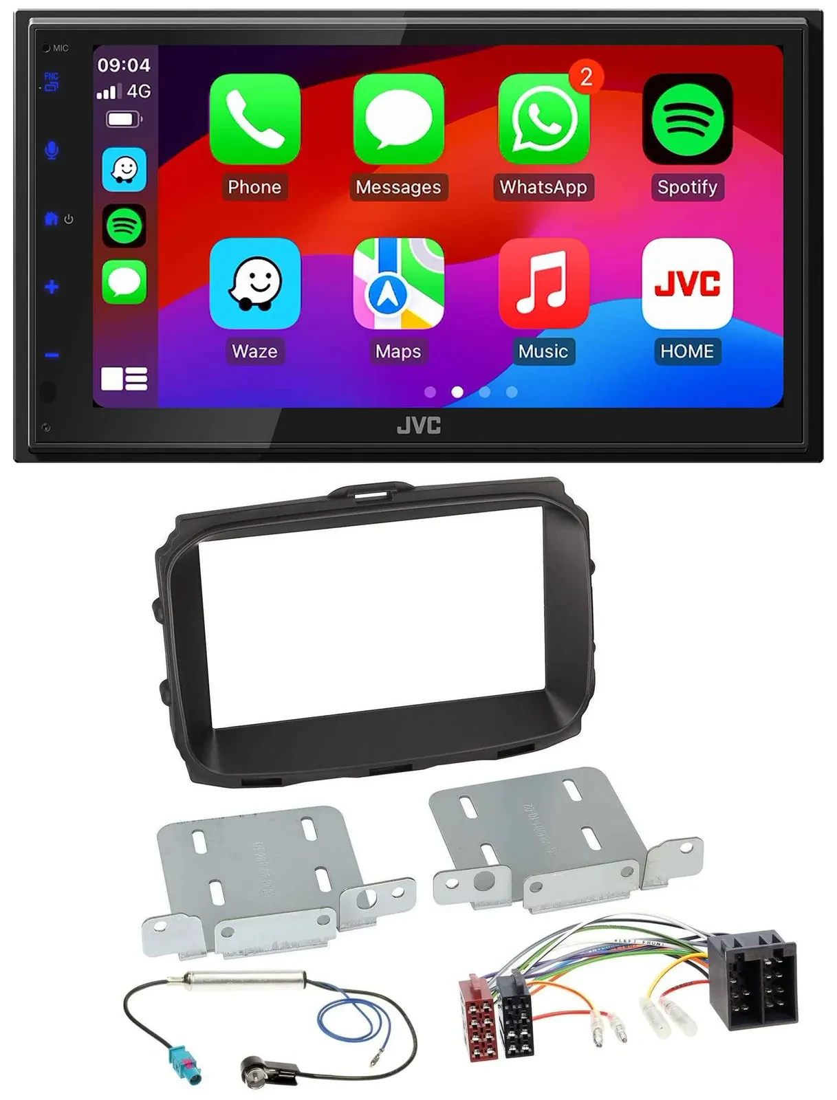 Автомагнитола JVC 2DIN, DAB, Bluetooth, USB, MP3, для Alfa Romeo Giulietta 2013–2021, ISO, черная