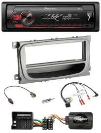 Автомагнитола для Ford Mondeo/S-Max Pioneer 1-DIN, DAB, USB, поддержка управления с руля, серебристый