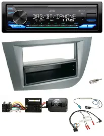 JVC Bluetooth DAB USB Lenkrad Autoradio für Seat Leon 2005-2010 dunkelgrau metal