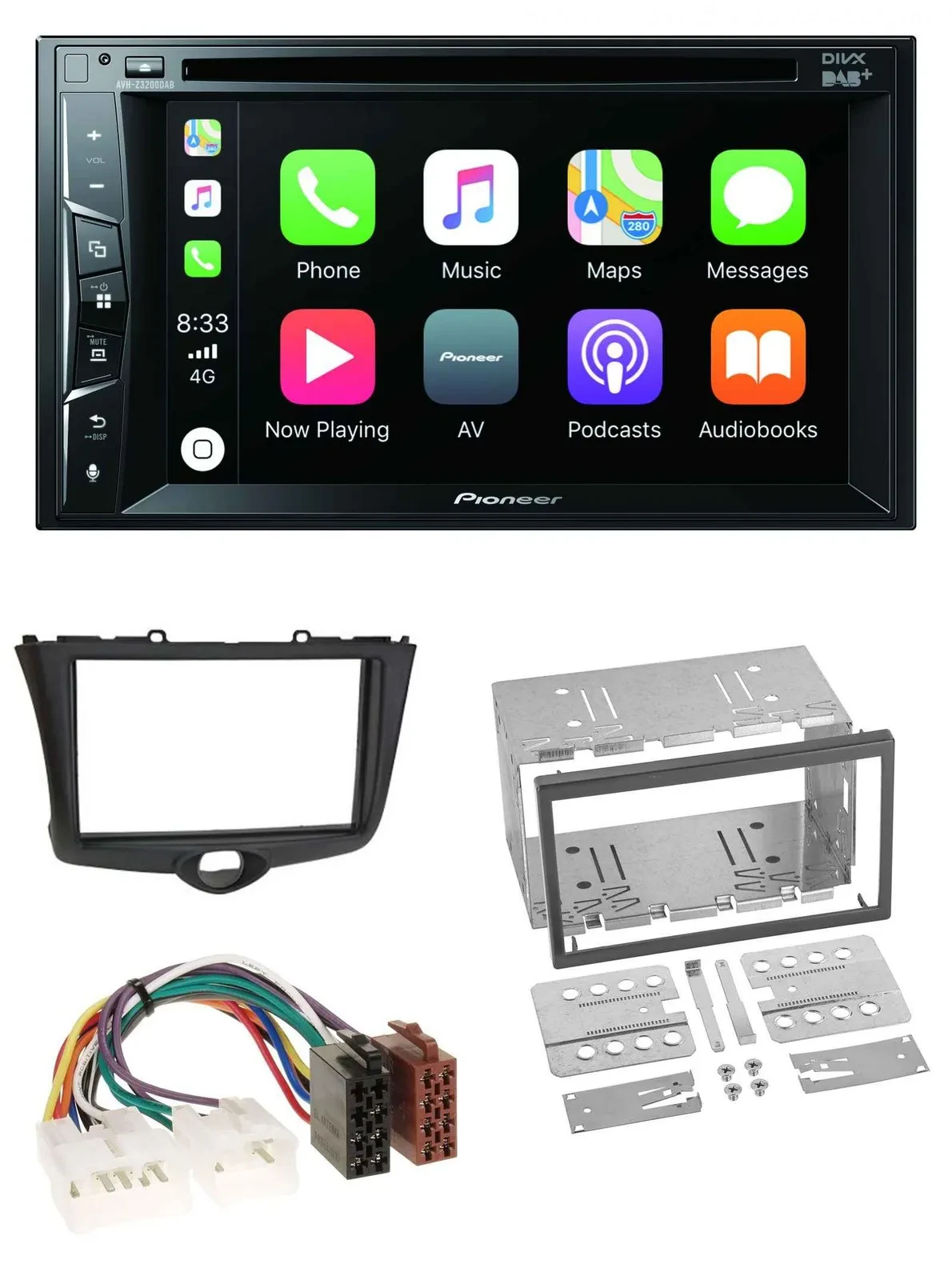 Автомагнитола Pioneer 2DIN, MP3/USB/DVD, Bluetooth, DAB для Toyota Yaris (2003–2005)