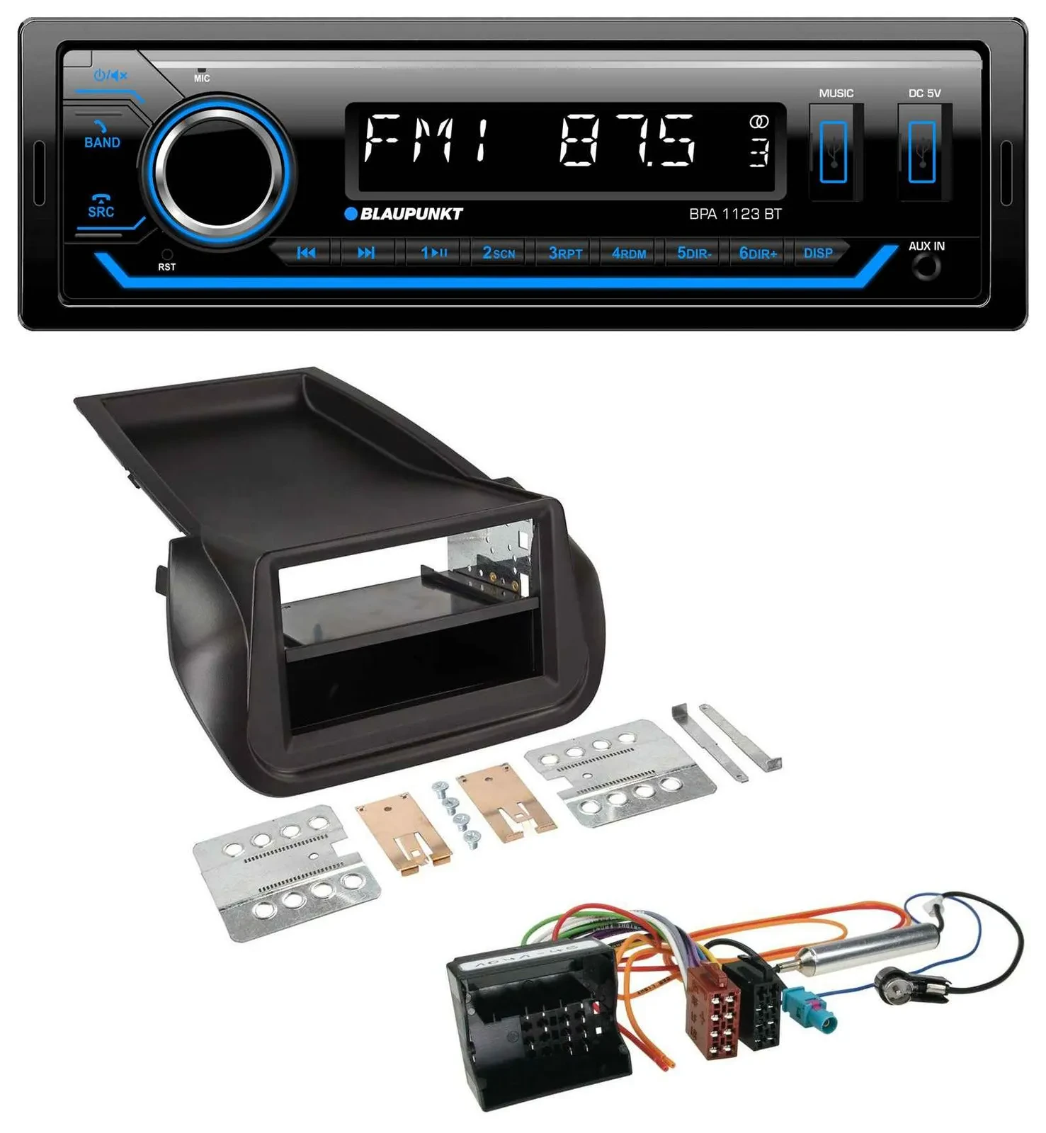 Blaupunkt MP3 Bluetooth USB AUX Autoradio für Citroen Nemo Peugeot Bipper ab 200
