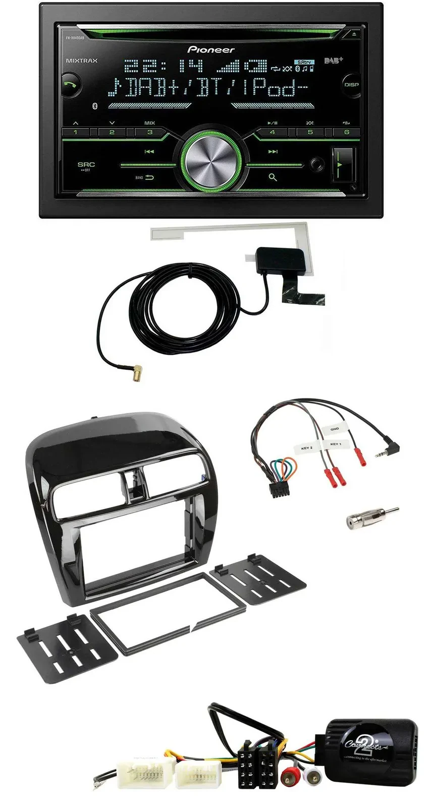 Pioneer CD USB Lenkrad Bluetooth 2DIN DAB Autoradio für Mitsubishi Mirage SpaceS