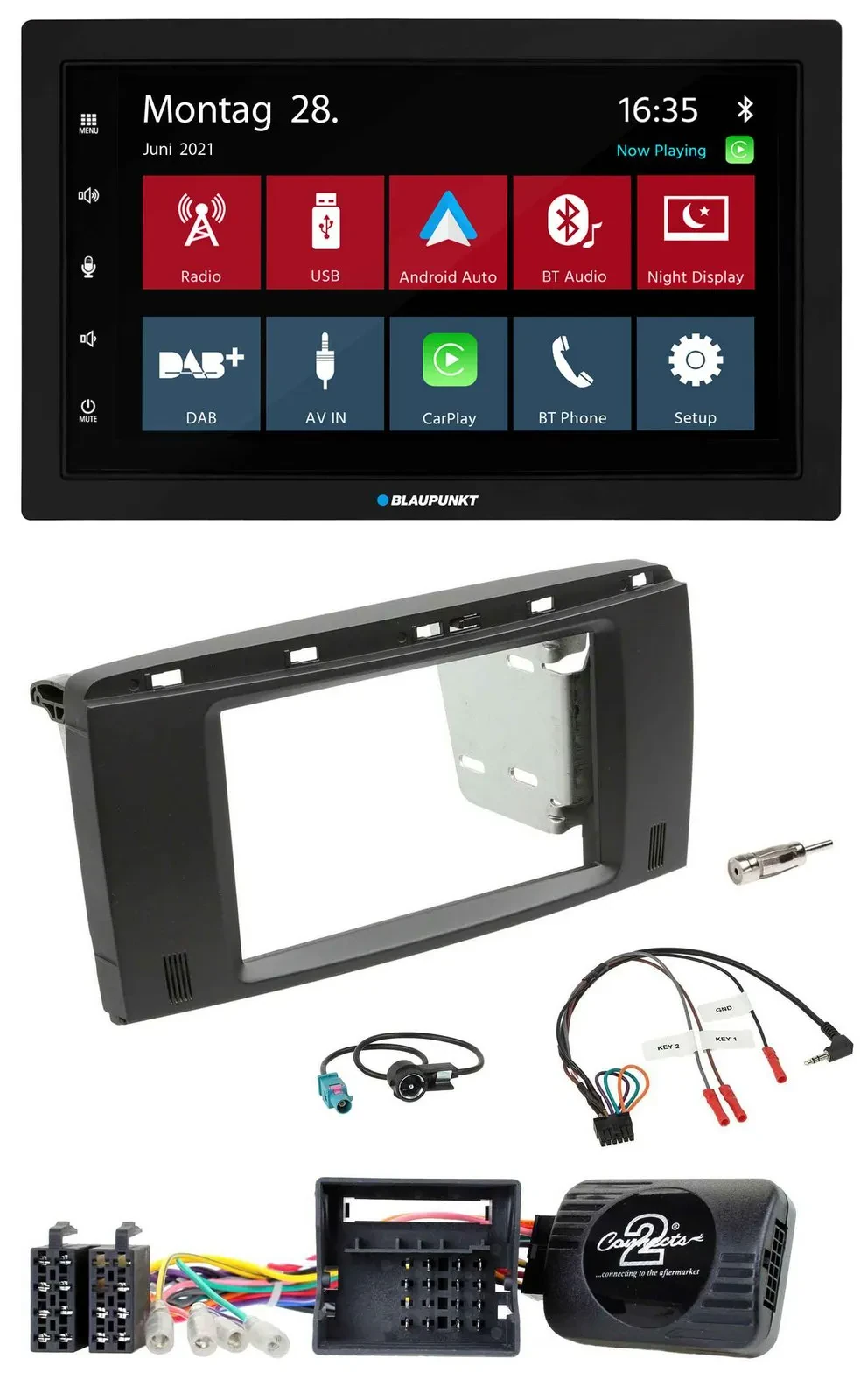 Blaupunkt Lenkrad Bluetooth DAB 2DIN USB Autoradio für Mercedes R-Klasse 2006-20