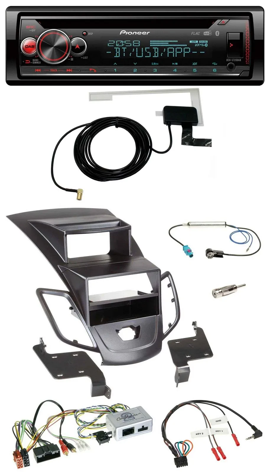 Pioneer DAB CD Lenkrad USB Bluetooth Autoradio für Ford Fiesta 10-17 Display sch