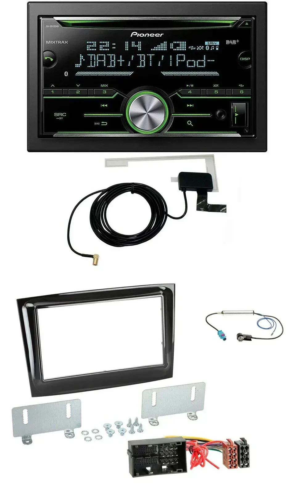 Автомагнитола для Fiat Doblo (с 2015) Pioneer 2DIN, CD/USB/MP3, Bluetooth, DAB, чёрный глянец