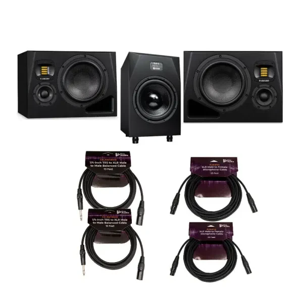 Adam Audio A8H Studio Monitor Pair with ADAM Audio Sub12 Subwoofer and Cables