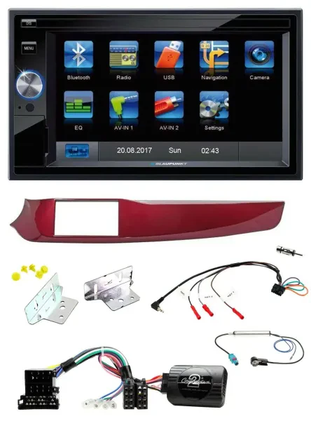 Blaupunkt 2DIN Bluetooth TMC USB Lenkrad SD Navigation für Alfa Giulietta rot 94