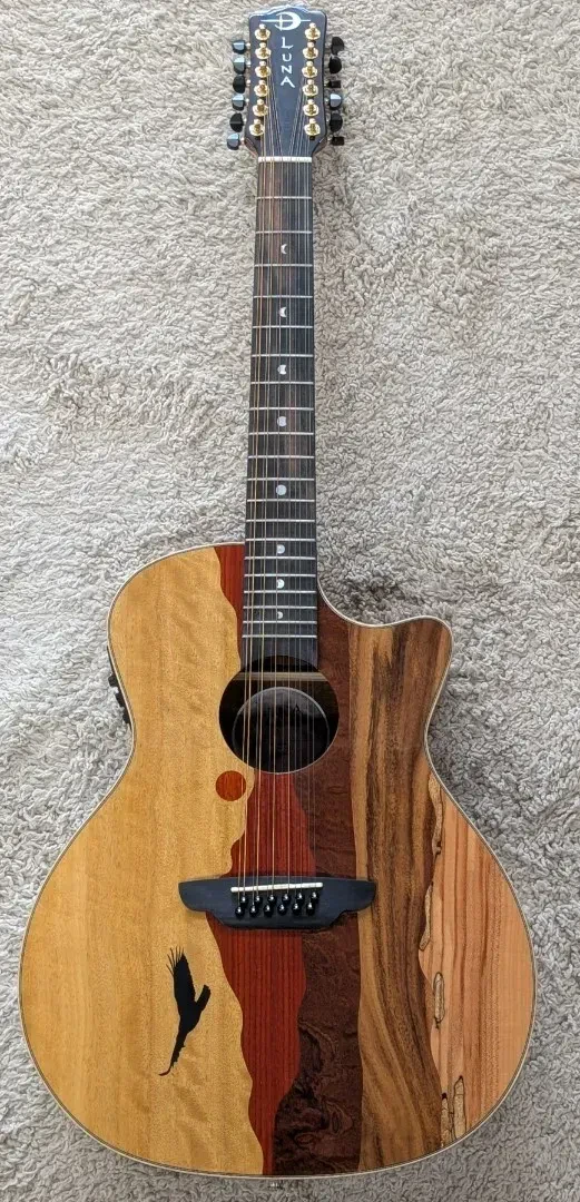 Luna Vista Eagle 12 String  Tropical Wood Acoustic Electric Guitar w/Hard Case