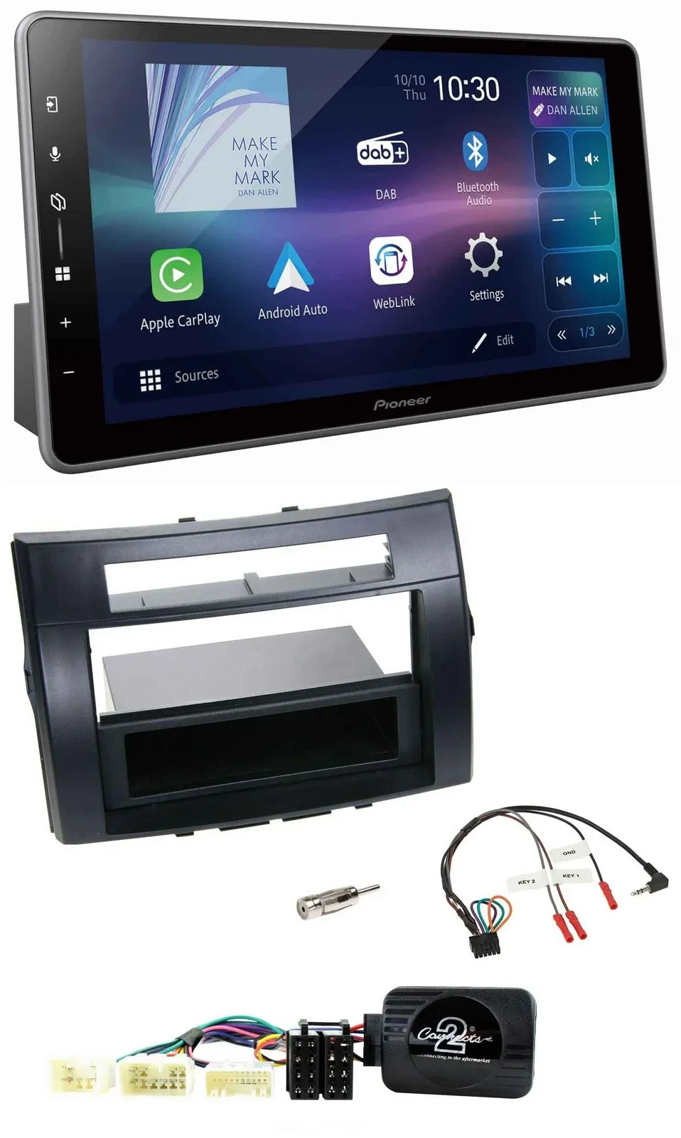Pioneer Bluetooth USB DAB Lenkrad Autoradio für Toyota Corolla Verso 04-07 schwa