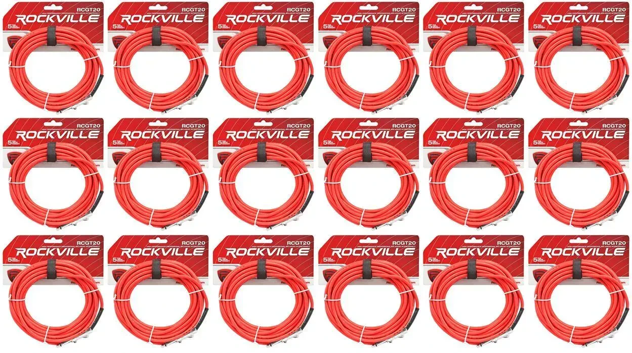 Инструментальный кабель Rockville RCGT20R Red 6.1 м (18 штук)