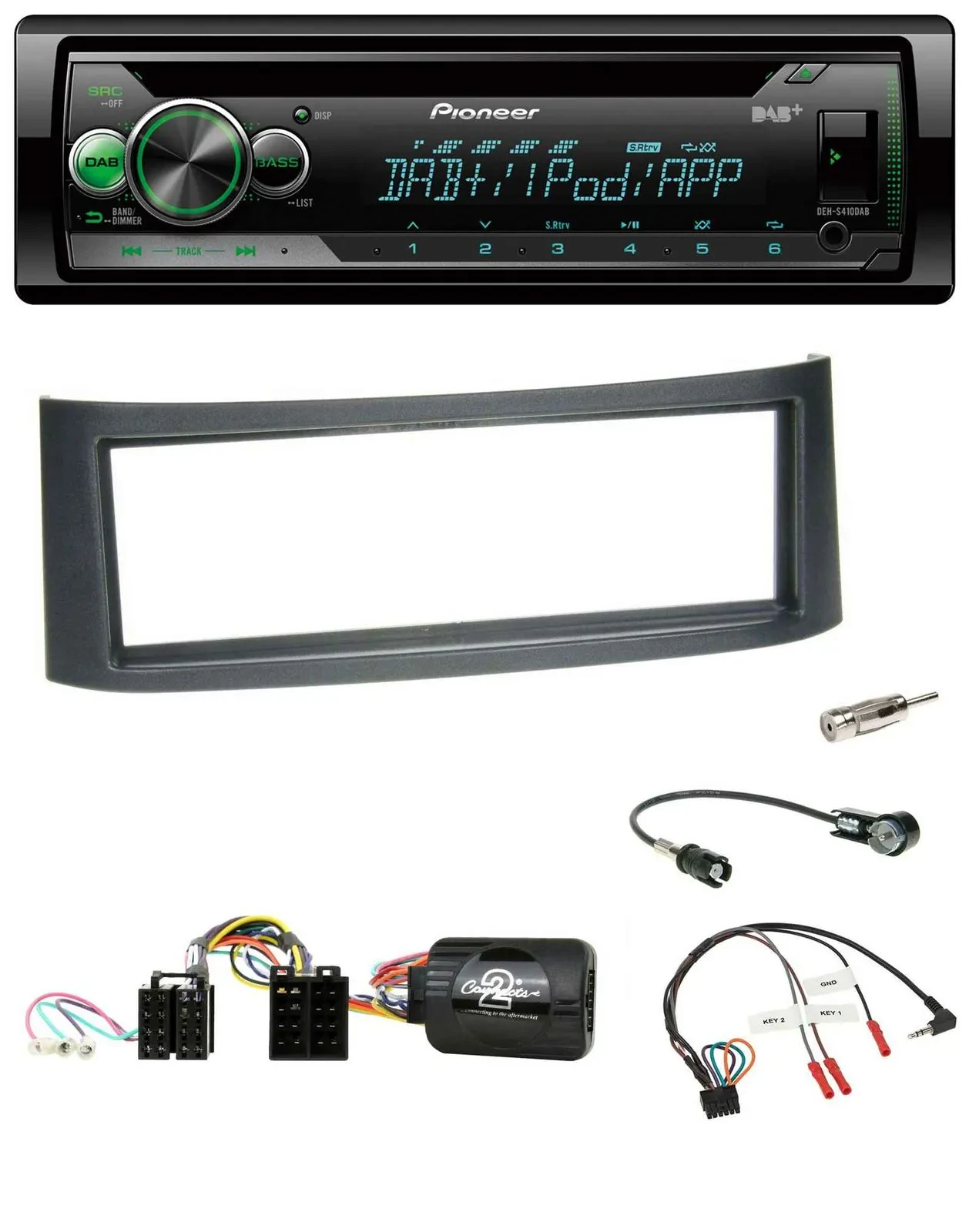 Pioneer USB MP3 DAB Lenkrad CD Autoradio für Smart ForFour W454 2004-2006 schwar