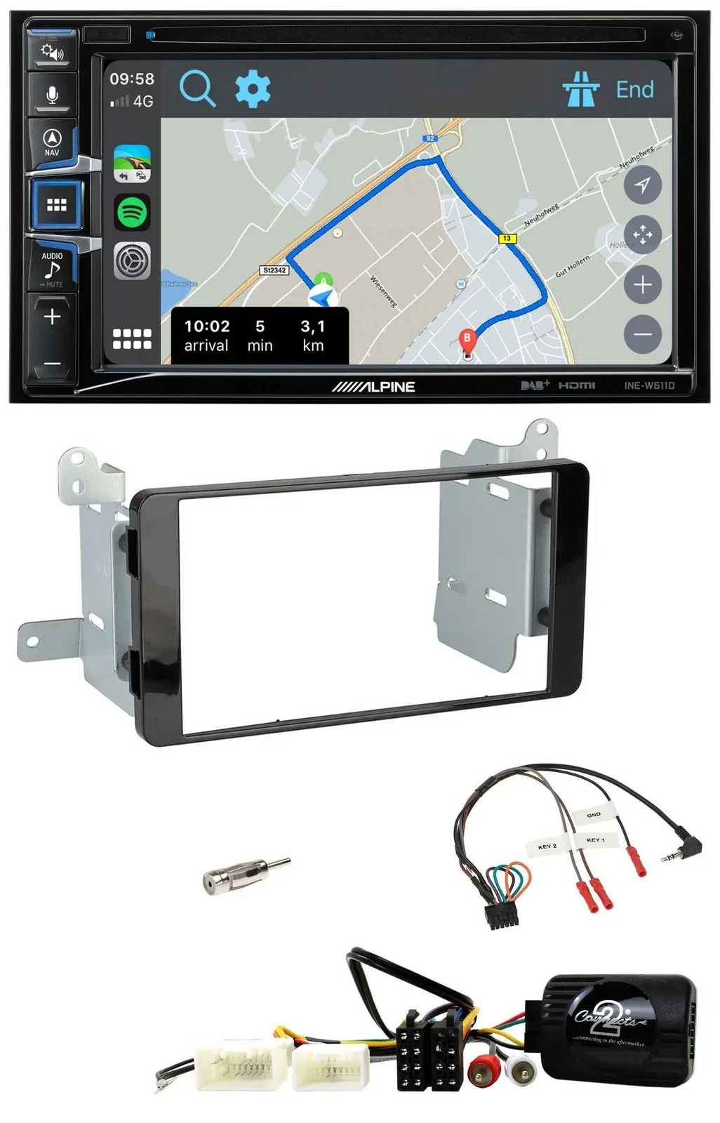 Alpine DAB TMC Bluetooth 2DIN USB Lenkrad Navigation für Mitsubishi L200 ab 10/2