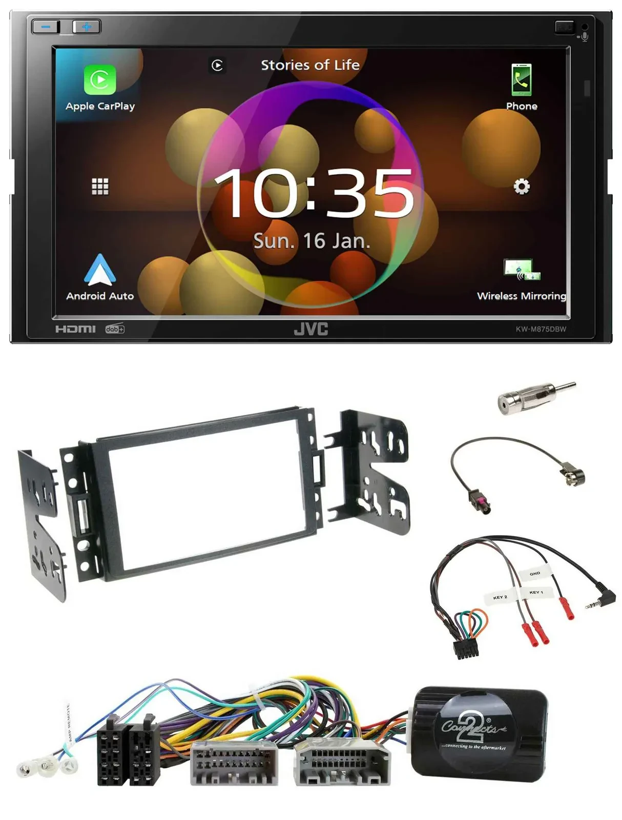 JVC DAB Lenkrad 2DIN Bluetooth USB Autoradio für Jeep Grand Cherokee 2011-2014