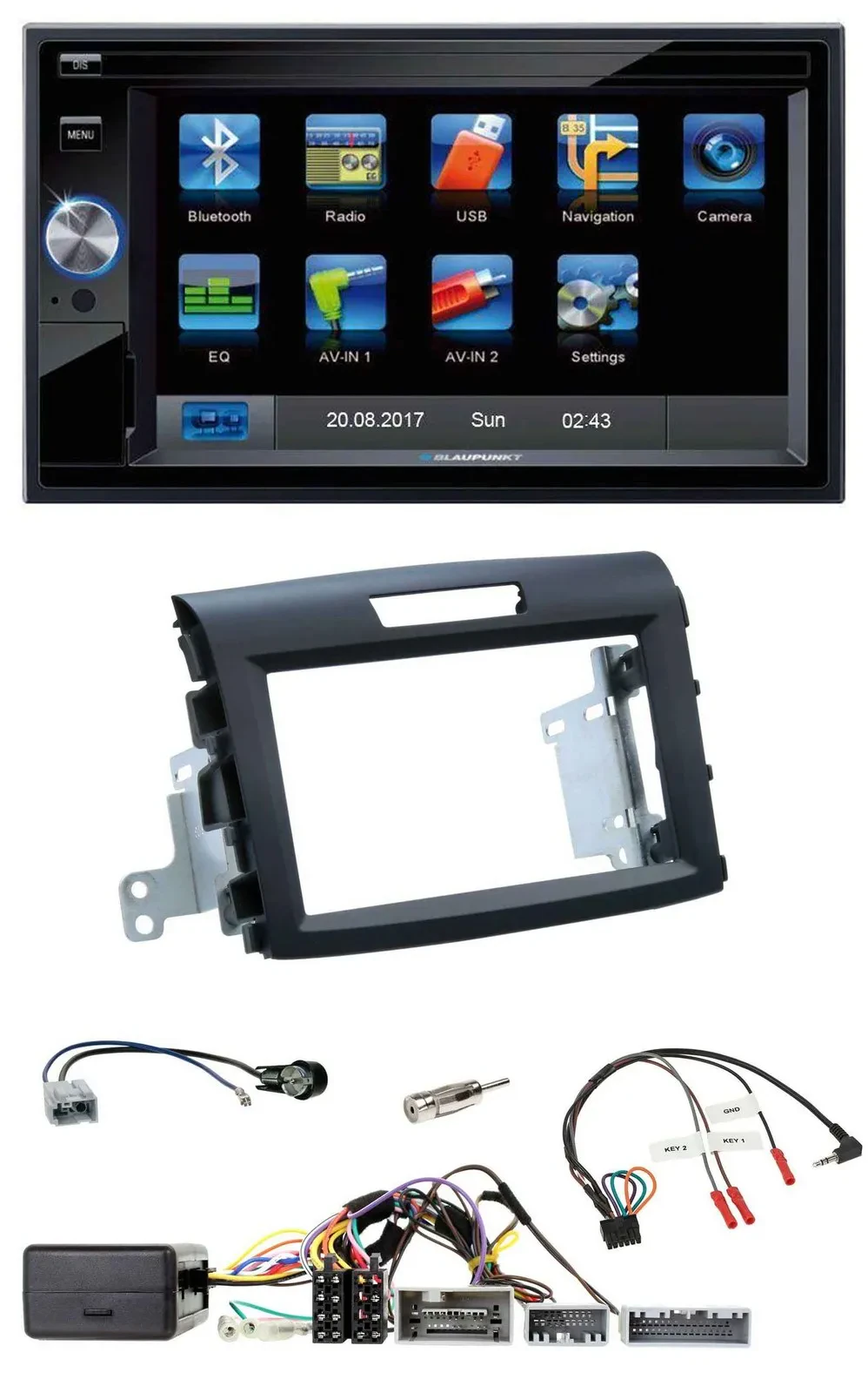 Blaupunkt 2DIN Bluetooth TMC USB Lenkrad SD Navigation für Honda CR-V FR5/FR6 ab