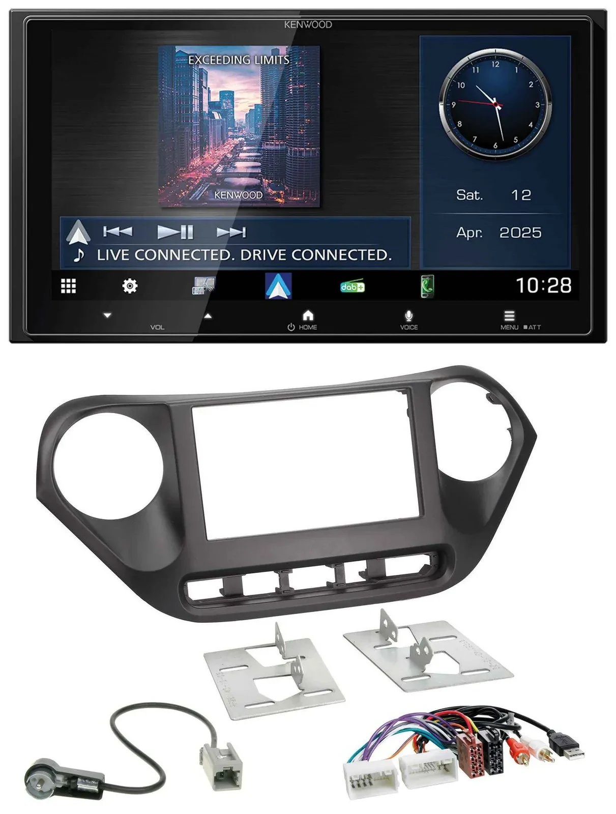 Kenwood Bluetooth 2DIN USB DAB MP3 Autoradio für Hyundai i10 ab 2013 AUX USB