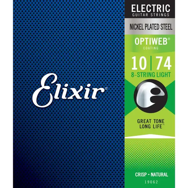 Струны для 8-струнной электрогитары Elixir 19062 Optiweb Light 10-74