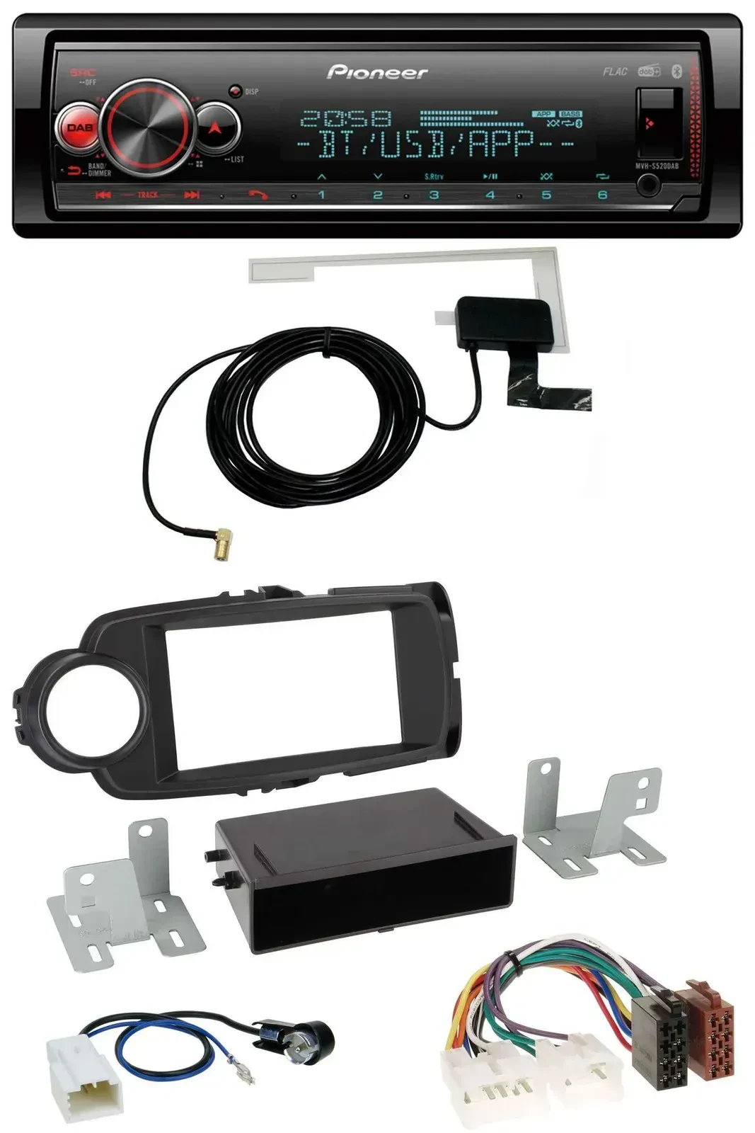 Автомагнитола Pioneer Bluetooth DAB USB MP3 для Toyota Yaris (2011–2014) черная