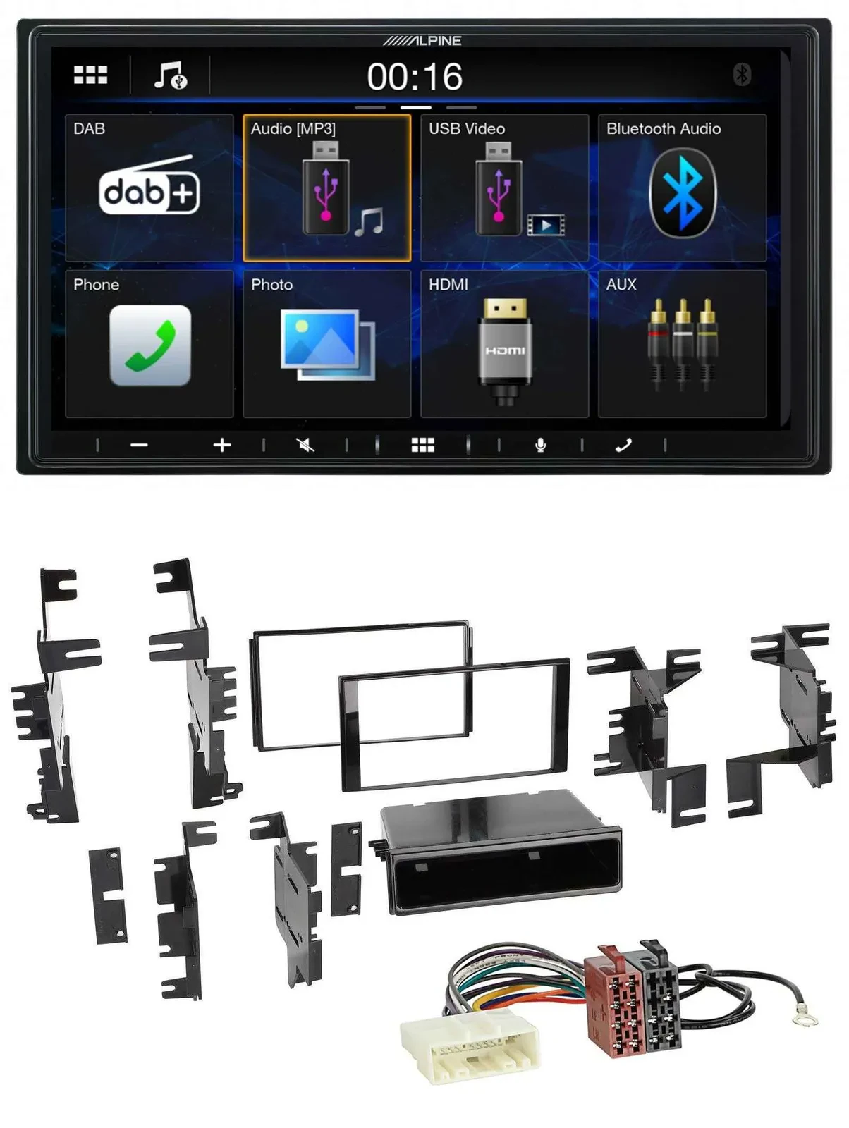 Автомагнитола Alpine 2DIN Bluetooth DAB USB MP3 для Nissan Cube (с 2009), Frontier (с 2013)