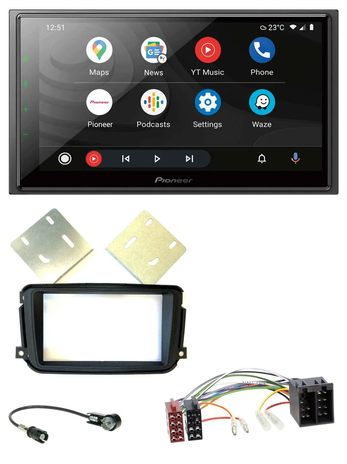 Pioneer USB 2DIN DAB MP3 Bluetooth Autoradio für Smart ForTwo 2010-2015 ISO