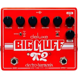 ElectroHarmonix Deluxe Big Muff Pi 2 Fuzz Pedal With Tone Wicker  Red