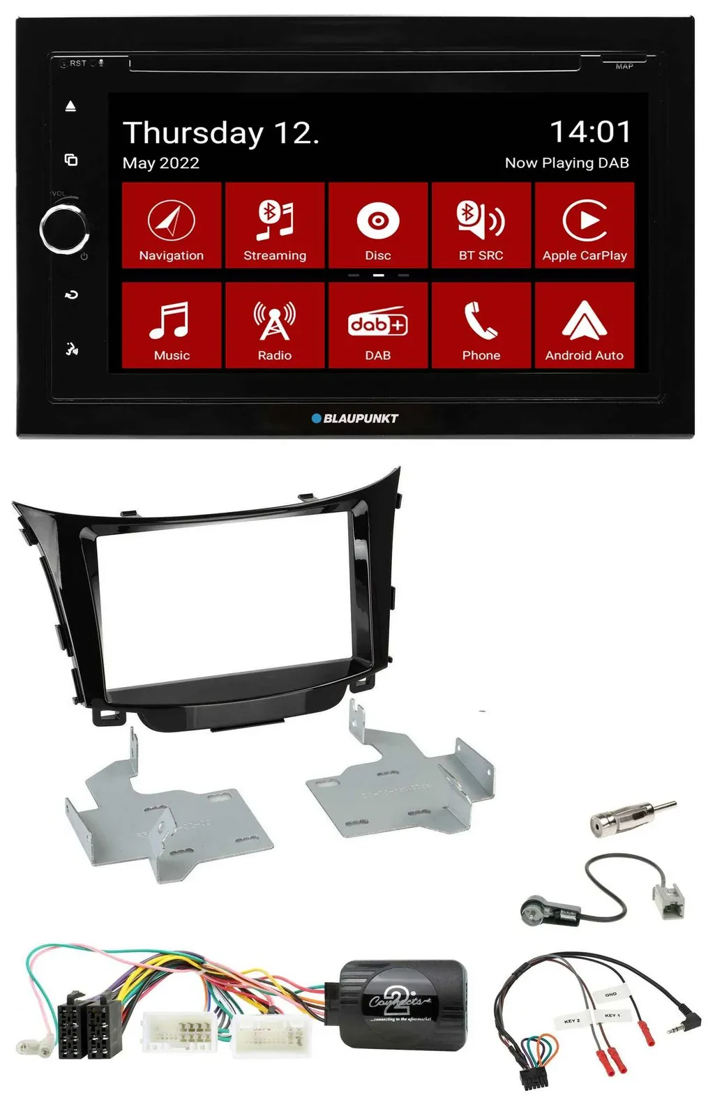 Blaupunkt 2DIN Lenkrad Bluetooth USB TMC DAB Navigation für Hyundai i30 2012-201