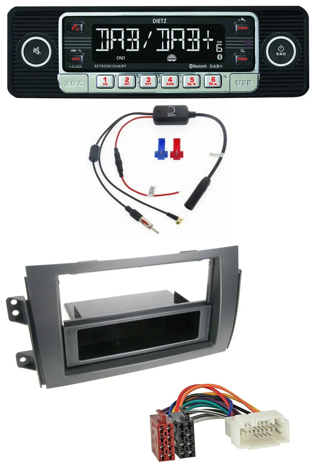 Dietz MP3 DAB Bluetooth USB Autoradio für Fiat Sedici, Suzuki SX 4