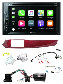 Автомагнитола Pioneer 2DIN, USB, DVD, Bluetooth, DAB, для Alfa Giulietta, красная