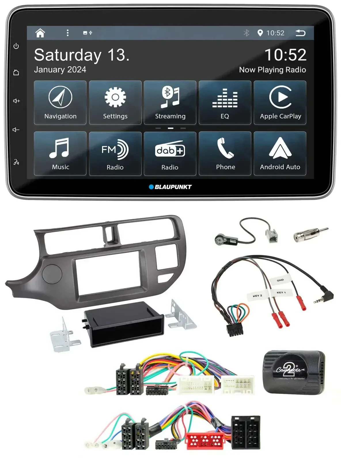 Blaupunkt USB DAB SD Lenkrad Bluetooth Autoradio für Kia Rio UB 2011-2015 anthra