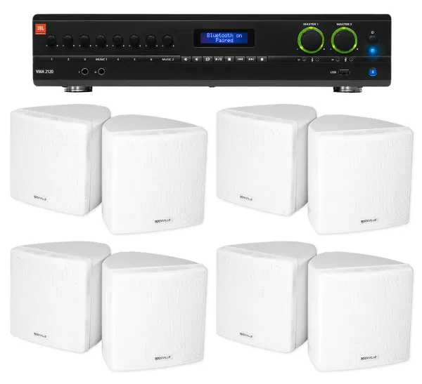 Настенная акустика JBL Cube 70v White с усилителем (8 штук)