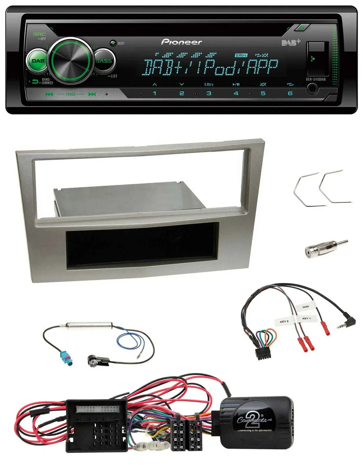 Автомагнитола Pioneer USB MP3 DAB CD для Opel Corsa D Satin Stone 2009–2014, совместима с кнопками на руле